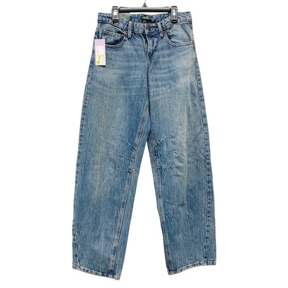 Wild Fable Women's Mid Rise Barrel Denim Jeans Dark Wash Size 0 - Picture 2 of 7